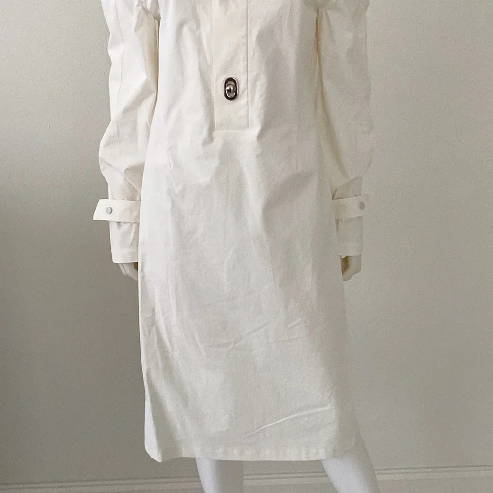 BOTTEGA VENETA MIDI SHIRT WOMEN'S LONG SLEEVE DRESS WHITE NEW - Picture 9 of 15